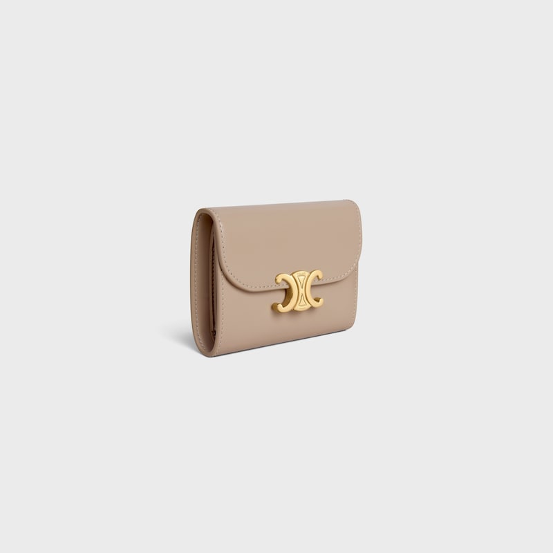 small flap wallet triomphe in shiny calfskin