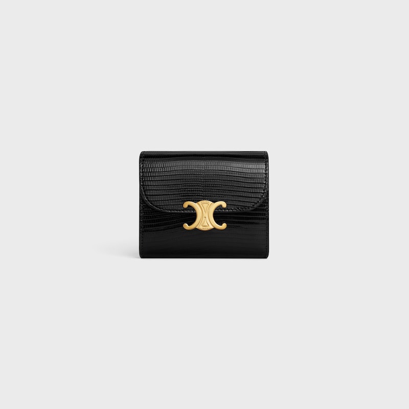 small flap wallet triomphe in lizard
