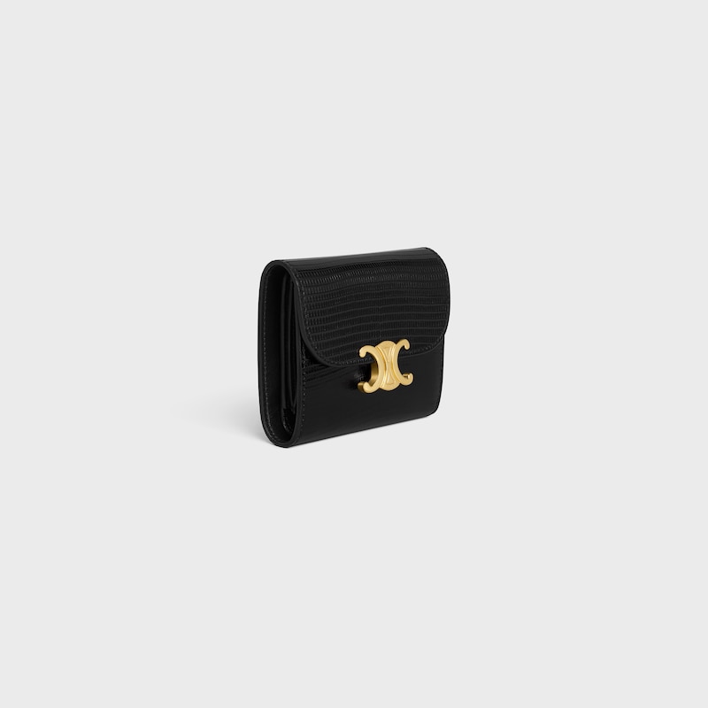 small flap wallet triomphe in lizard