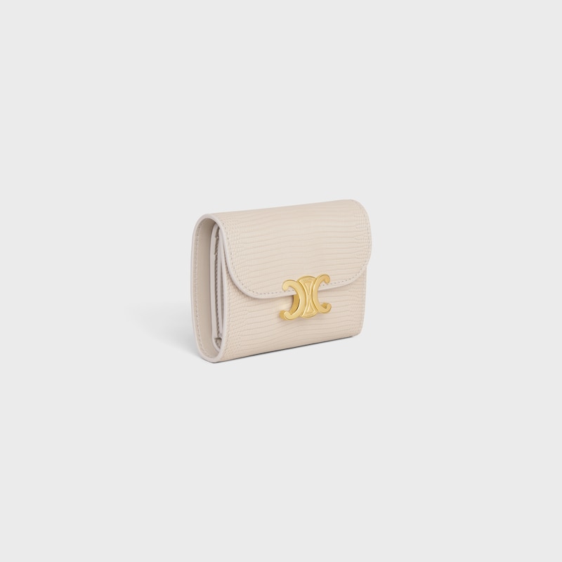 small flap wallet triomphe in lizard