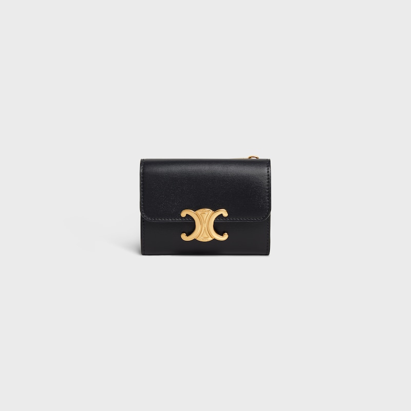 compact wallet with coin triomphe in shiny calfskin