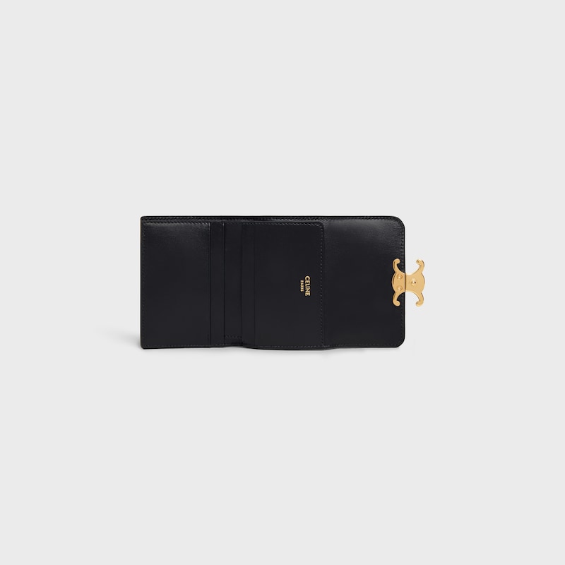 compact wallet with coin triomphe in shiny calfskin