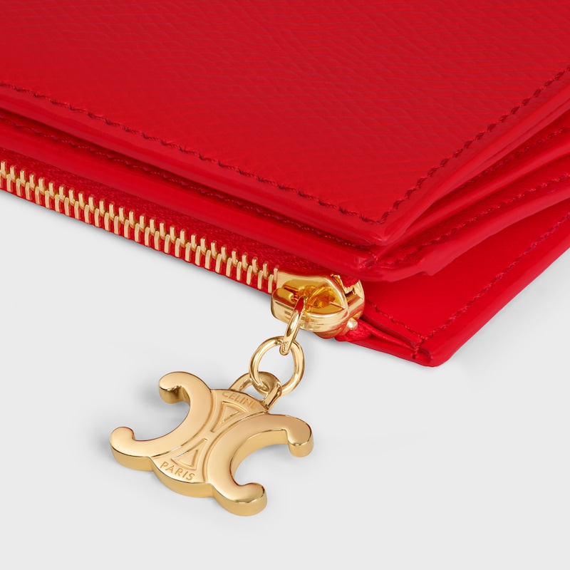 compact wallet triomphe charms in grained calfskin