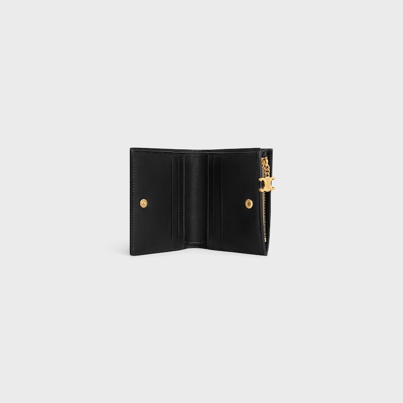 compact wallet triomphe charms in grained calfskin