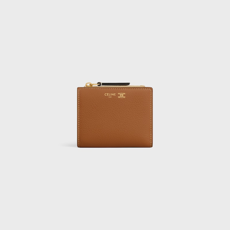 compact wallet in supple grained calfskin
